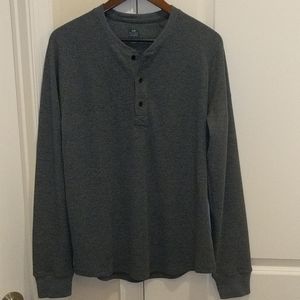 Myles Weekend Thermal Henley in Gray-Blue, Size M